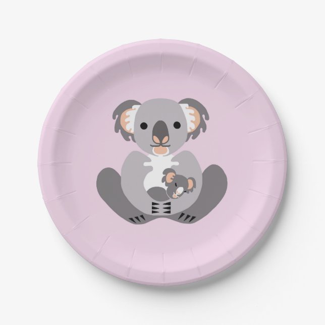 Plato De Papel Cuidadosamente - KOALA - Australia - Rosa (Anverso)