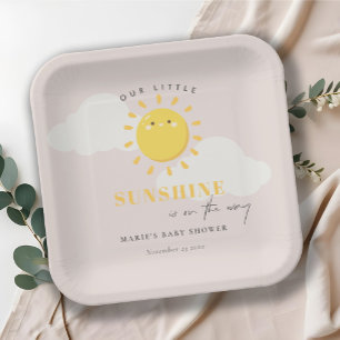 Plato De Papel Cuidar nuestro pequeño Chica Rubor Sunshine Baby S
