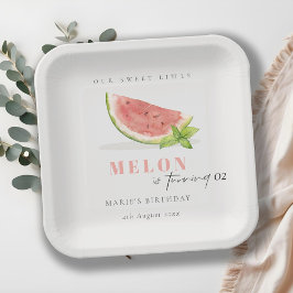 Plato De Papel Cuidar nuestro pequeño Melón Verde Rojo Cualquier 