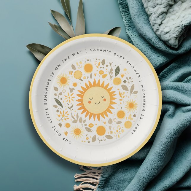 Plato De Papel Cuidar Nuestro Pequeño Sol Boho Sun Baby Shower (Subido por el creador)