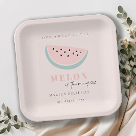 Plato De Papel Cuídate Nuestro Pequeño Melón Pastel Rosa Cualquie