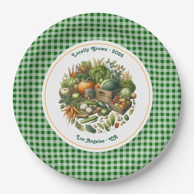 Plato De Papel Cultivado Localmente - Cumpleaños de la Cosecha de (Anverso)