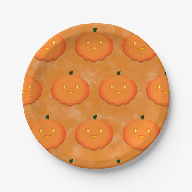 Plato De Papel Cumpkin Halloween Watercolor Baby Shower (Anverso)