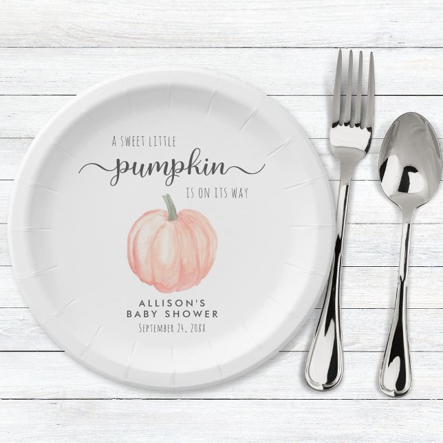 Plato De Papel Cumpkin Watercolor Baby Shower (Subido por el creador)
