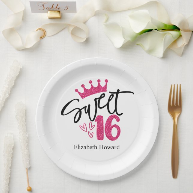 Plato De Papel Cumple Dulces 16 Personalizado (Boda)