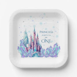 Plato De Papel Cumpleaños 1º Cartoon Castle Frozen Primer Cumplea