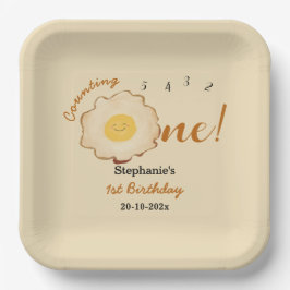 Plato De Papel Cumpleaños 1º Huevo Frito Adorable