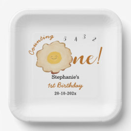 Plato De Papel Cumpleaños 1º Huevo Frito Adorable