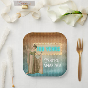Plato De Papel Cumpleaños 100 Vintage Singer