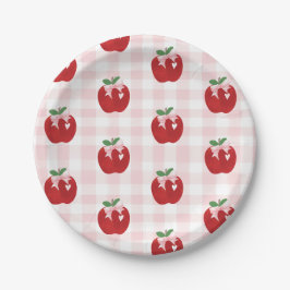 Plato De Papel Cumpleaños 1 de Apple Pink Bow preppy Coquette