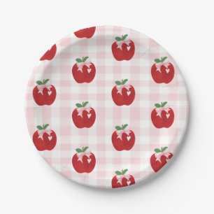 Plato De Papel Cumpleaños 1 de Apple Pink Bow preppy Coquette