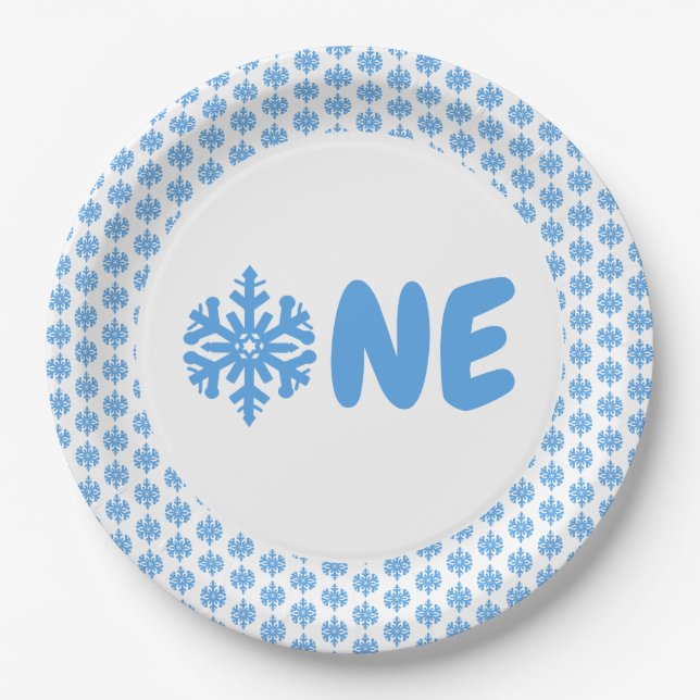 Plato De Papel Cumpleaños 1 de Snowflake (Anverso)
