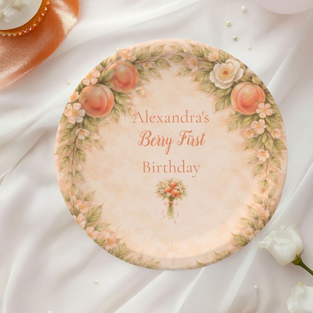 Plato De Papel Cumpleaños 1 de Sweet Peach (Subido por el creador)