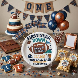 Plato De Papel Cumpleaños 1 Fútbol de Primer Año Caído