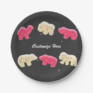 Plato De Papel Cumpleaños 1 Galletas Animales con Sprinkles