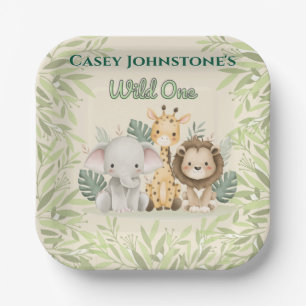 Plato De Papel Cumpleaños 1 Safari Wild One Acuarela