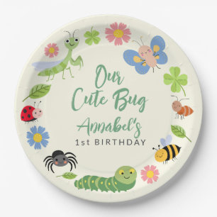 Plato De Papel Cumpleaños 1er Cute Bug Ladybug Buttefly Niños
