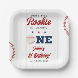 Plato De Papel Cumpleaños 1er de Little Rookie de Béisbol