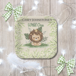 Plato De Papel Cumpleaños 1er Safari Wild One Acuarela