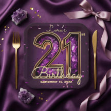Cumpleaños 21 con Cristal de Amatista Púrpura y Or
