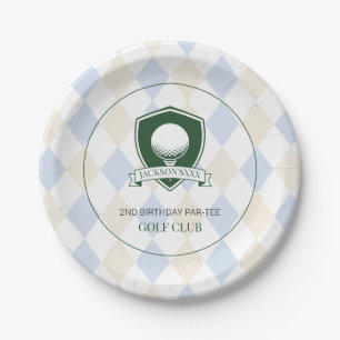 Plato De Papel Cumpleaños 2 Cute Sports Niños Golf Azul Par-tee