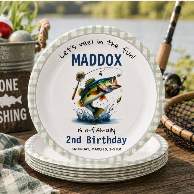 Plato De Papel Cumpleaños 2 O-Fish-Ally Dos Pesca (O-Fish-Ally Two Fishing 2nd Birthday Paper Plates)