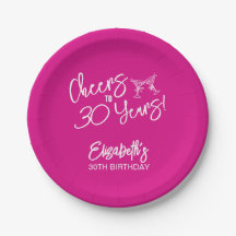 Cumpleaños 30 de moda rosa caprichoso dibujado a m