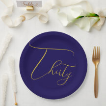 Cumpleaños 30 Navy Blue & Faux Gold Foil
