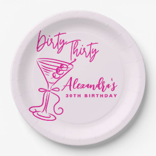 Plato De Papel Cumpleaños 30 treinta sucio rosa de moda