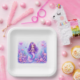 Plato De Papel Cumpleaños 3 Muñeca Caramelo Sirena