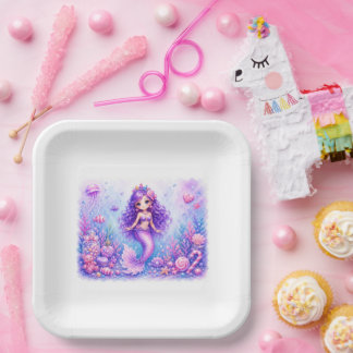 Plato De Papel Cumpleaños 3 Muñeca Caramelo Sirena