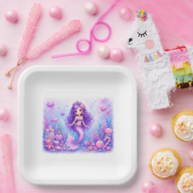 Plato De Papel Cumpleaños 3 Muñeca Caramelo Sirena (Fiesta)