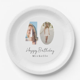 Plato De Papel Cumpleaños 40 personalizado con foto 