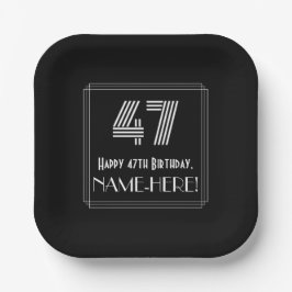 Plato De Papel Cumpleaños 47 — Aspecto inspirado en Art Déco “47”