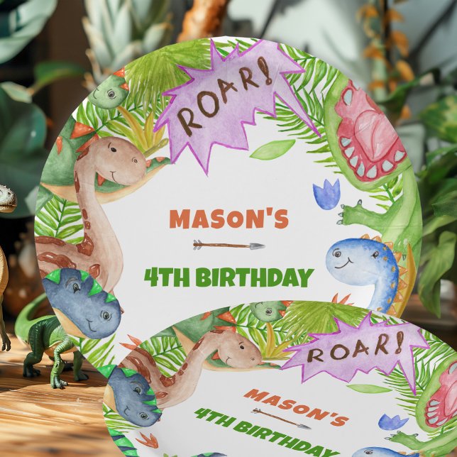 Plato De Papel Cumpleaños 4 del Niño Dinosaurio (Subido por el creador)