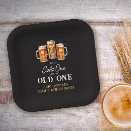 Plato De Papel Cumpleaños 50 con una Cerveza Fría con el Viejo