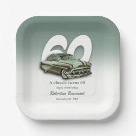 Plato De Papel Cumpleaños 60 de Travel Classic Green Car