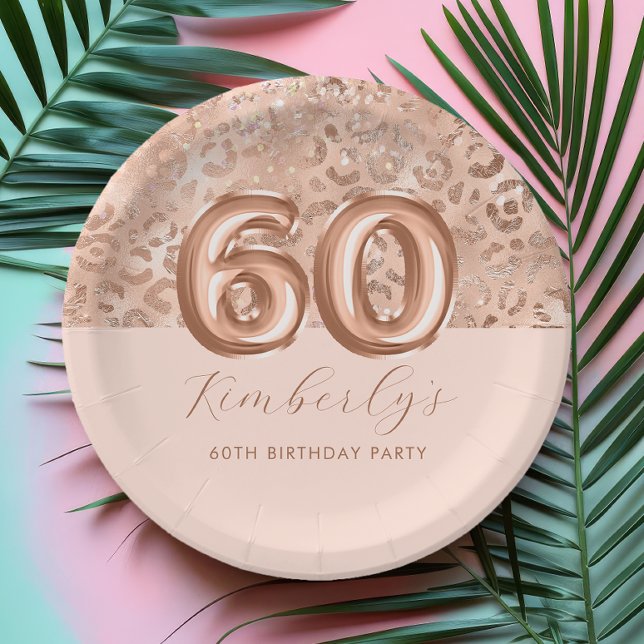 Plato De Papel Cumpleaños 60 Personalizado con Estampado de Leopa (Subido por el creador)