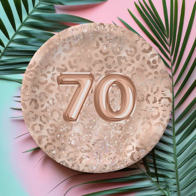 Plato De Papel Cumpleaños 70 Chic Rosa Dorado Estampado Leopardo (Subido por el creador)