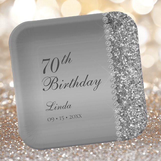 Plato De Papel Cumpleaños 70 Elegante Plata (Subido por el creador)