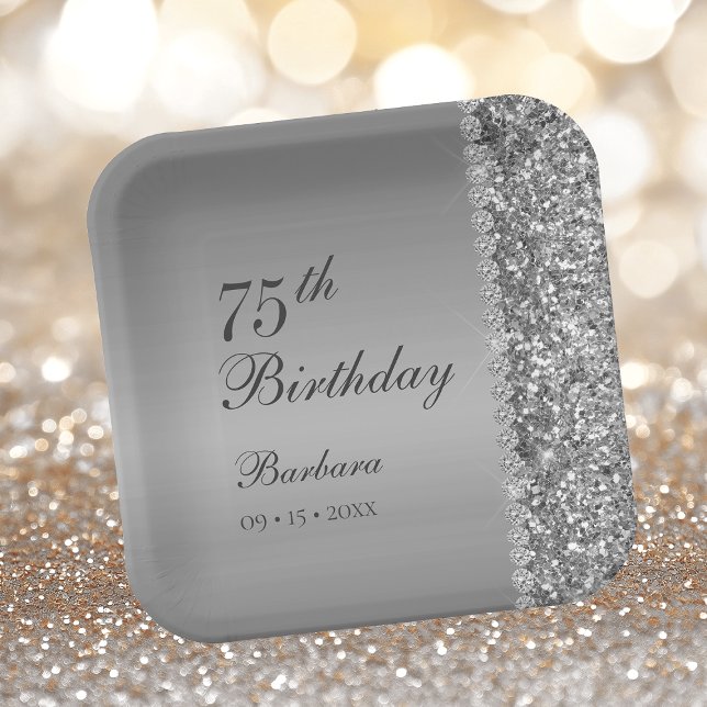 Plato De Papel Cumpleaños 75 Elegante Plata (Subido por el creador)