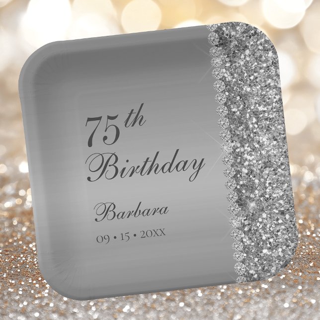 Plato De Papel Cumpleaños 75 Elegante Plata (Subido por el creador)