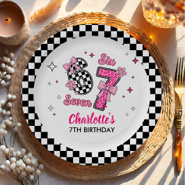 Plato De Papel Cumpleaños 7 6 7 Seis Siete Tendencia Rosa Niñas
