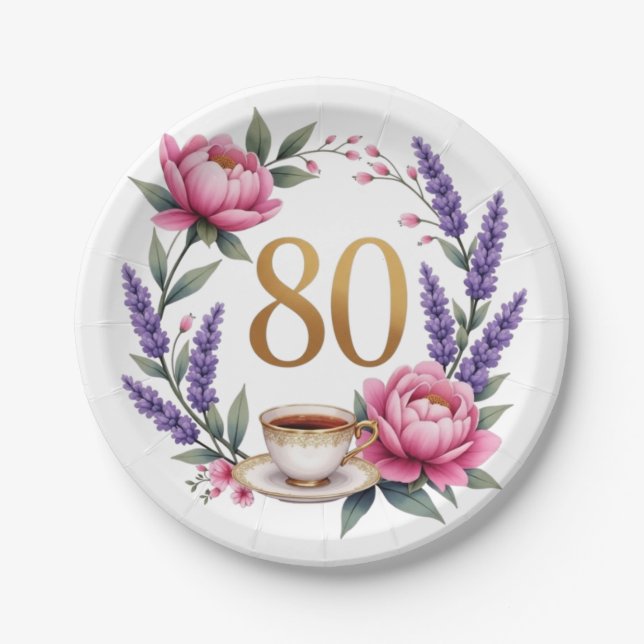 Plato De Papel Cumpleaños 80 Abuela  (Anverso)