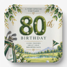 Cumpleaños 80 Golf Campo de Golf Acuarela Verde