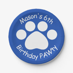 Plato De Papel Cumpleaños adaptable PAWty - azul