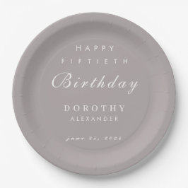 Plato De Papel Cumpleaños adulto minimalista moderno para cualqui