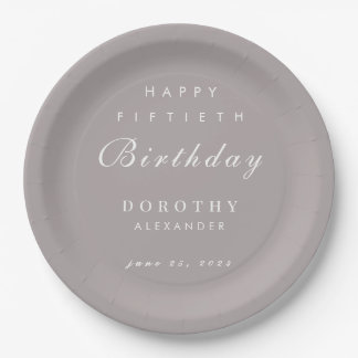 Plato De Papel Cumpleaños adulto minimalista moderno para cualqui