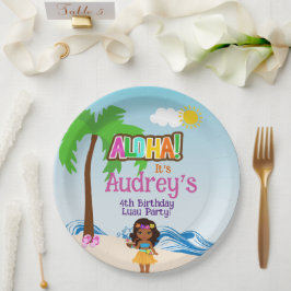 Plato De Papel Cumpleaños Aloha Luau