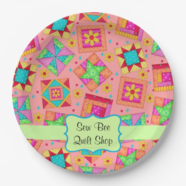 Plato De Papel Cumpleaños anaranjado del nombre de bloque del (Anverso)